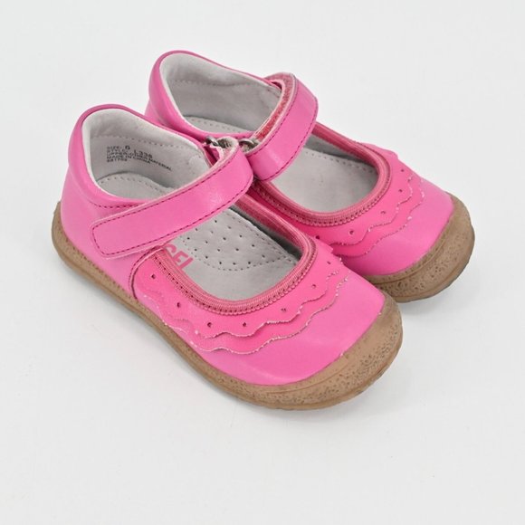 ANGEL Toddler Girl Ruffle Scalloped Mary Jane Pink Closed Toe Ankle Strap Size 6 - Picture 2 of 12